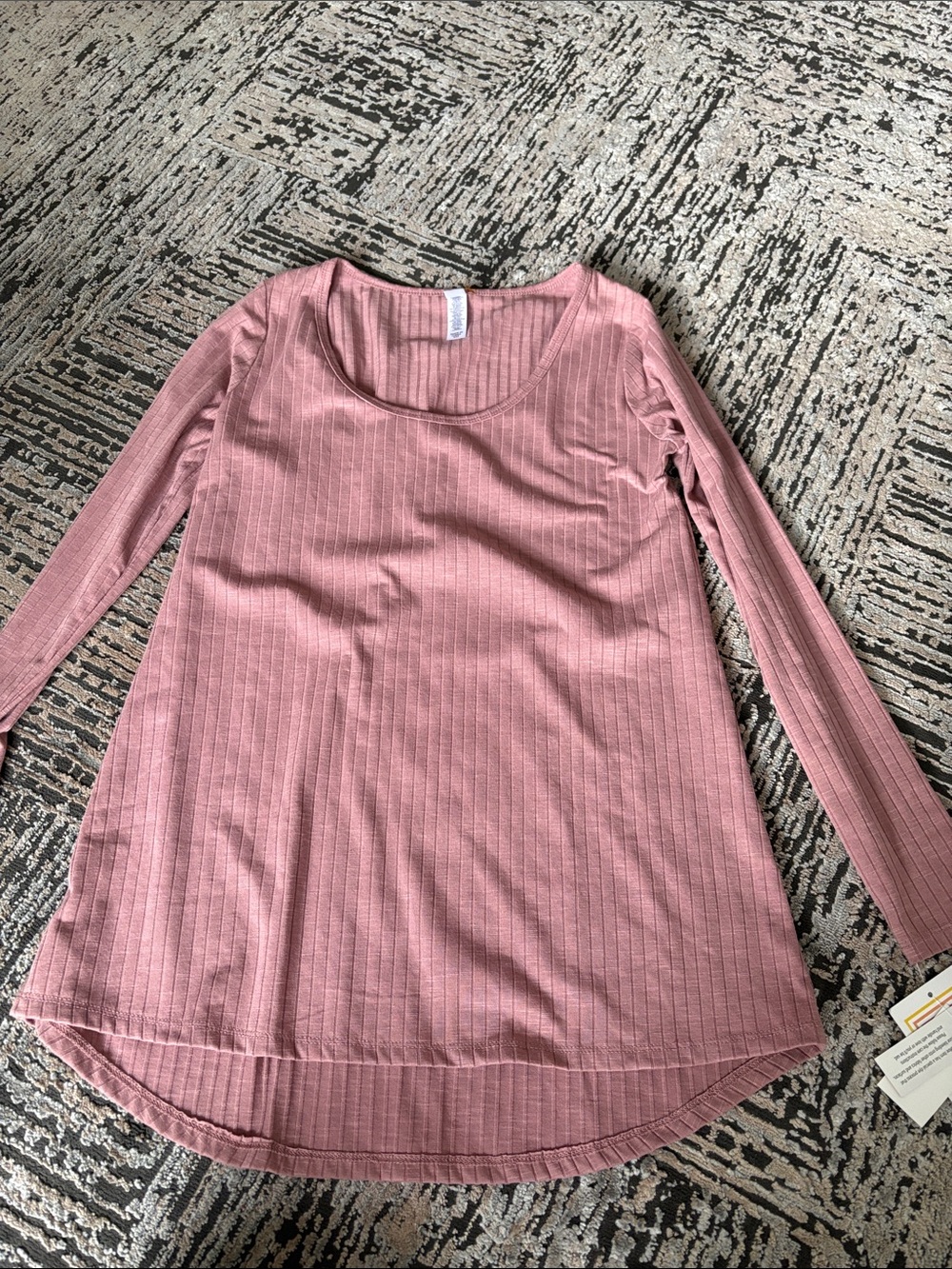 LuLaRoe Ribbed Scoop Neck Long Sleeve Top - Dusty Rose Pink